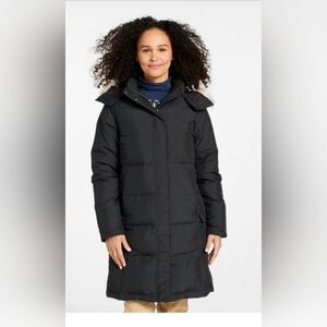 Ladies LL BEAN Goose Down Filled Full Double Zip 3/4 Puffer Coat. Size L